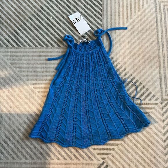 ZARA Women | Blue | OPENWORK KNIT TOP - Picture 10 of 11